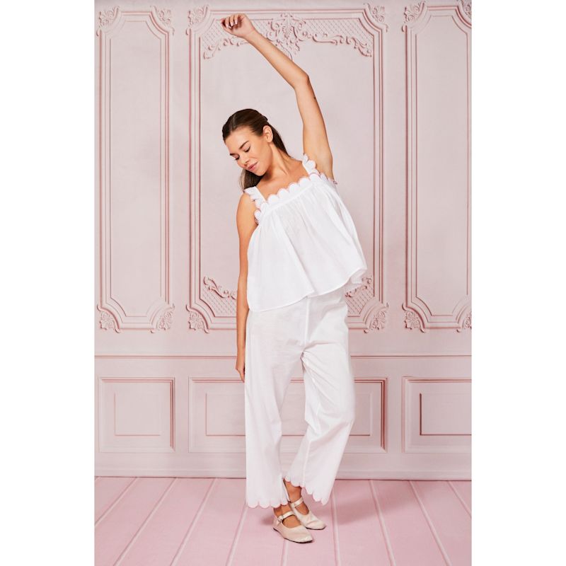 White Babydoll Pants Pajama Set - Organic Cotton | Love Letters x