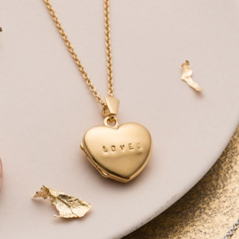 Gold Plated Loved Mini Heart Locket Necklace | Posh Totty Designs ...