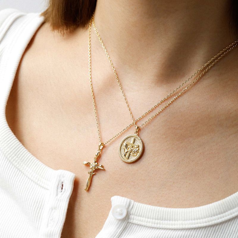 Madonna Lily Cross Medallion Necklace | VANIMY | Wolf & Badger