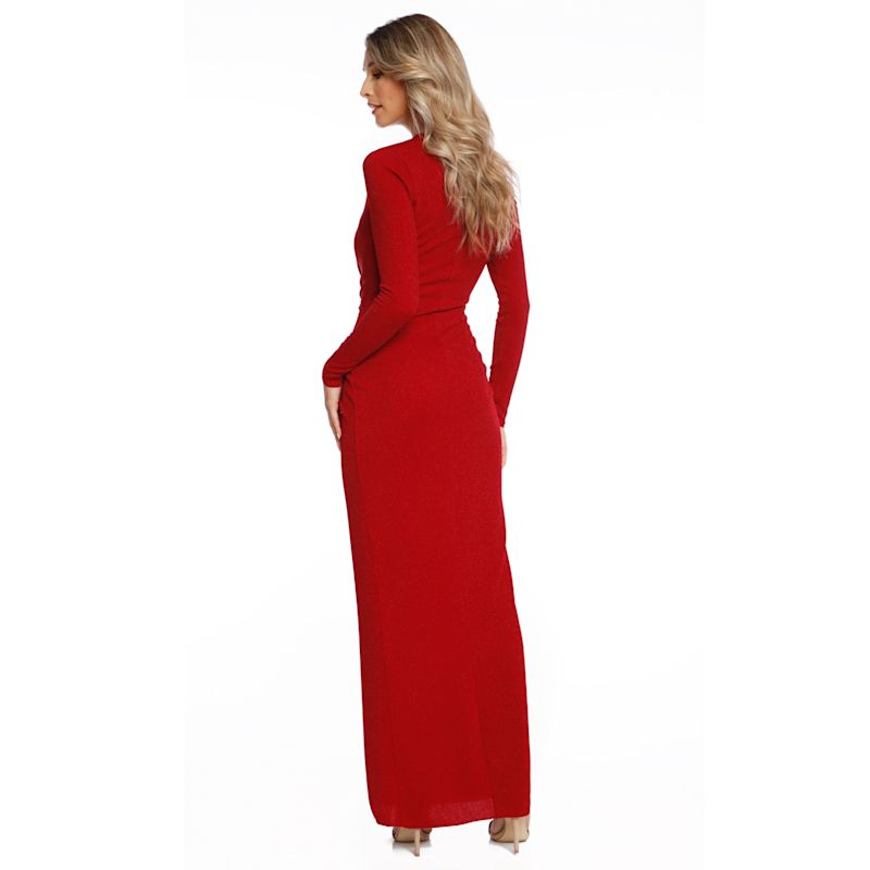Mallorca Glitter Slinky Jersey Maxi Dress In Red | ROSERRY | Wolf & Badger