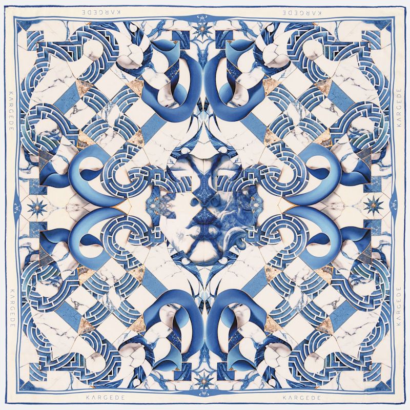 Marble Effect Satin Scarf Multicolor main image 0