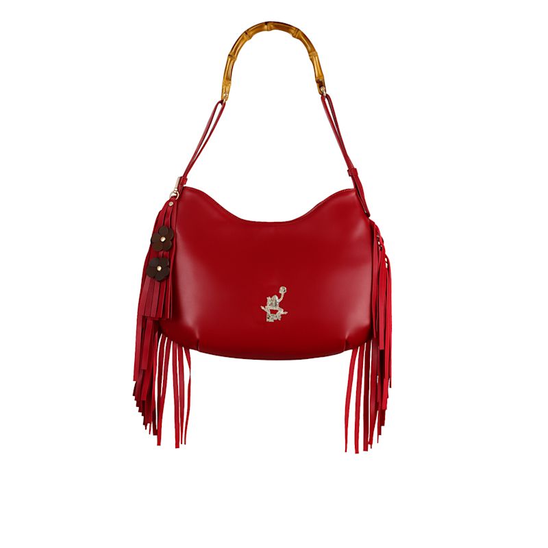 Maroon Red Fringe Gordon Bag | F3ROG by Rana | Wolf & Badger