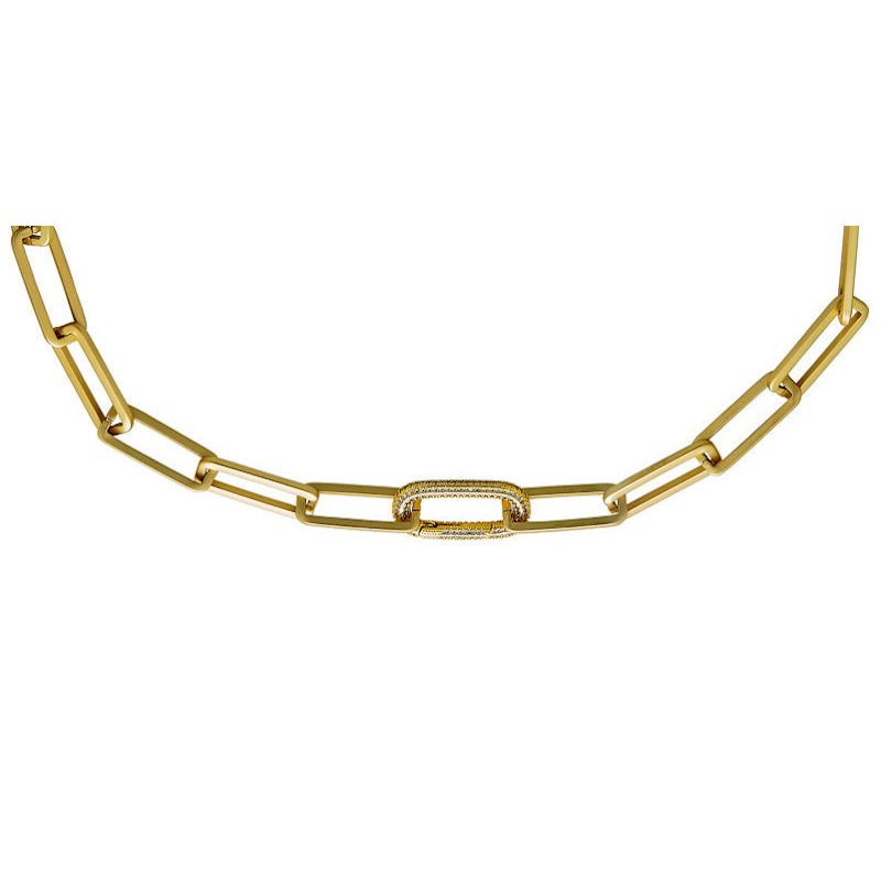 Matte Gold Chunky Rectangle Paperclip Necklace | Loni Paul Jewelry ...