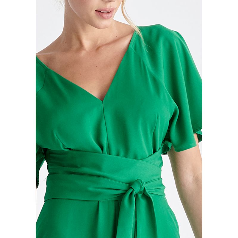 Maxi Waist Tie Dress In Green | PAISIE | Wolf & Badger