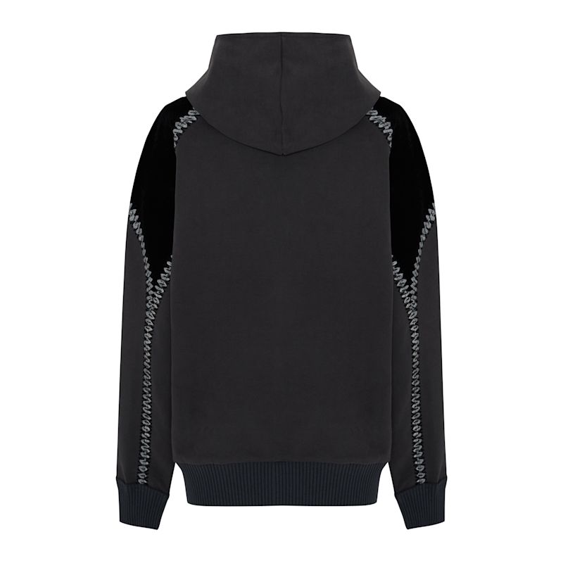 Men Crochet Zip Up Hoodie - Grey | PCFG | Wolf & Badger