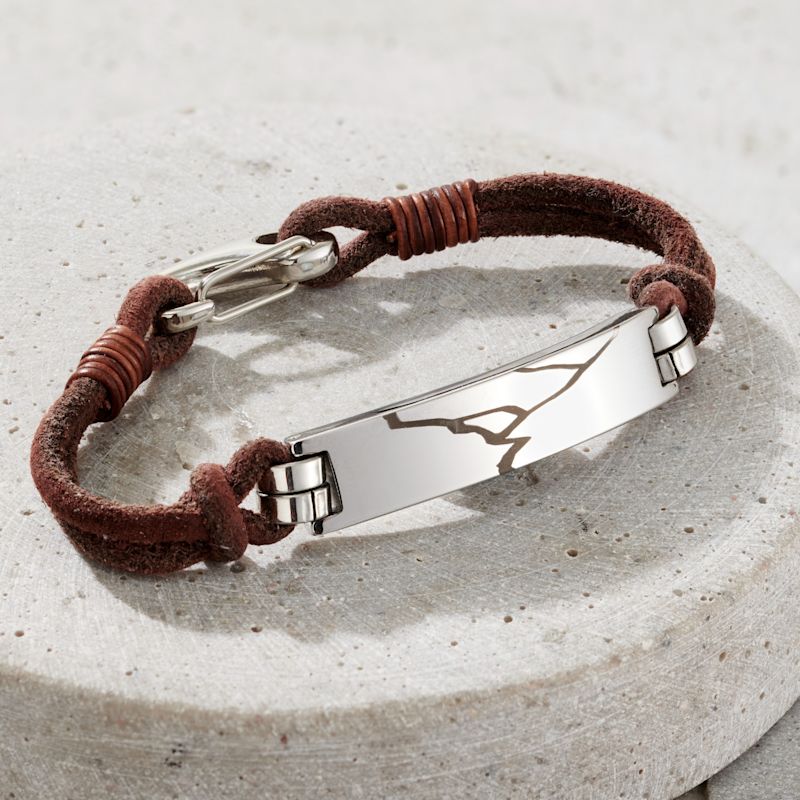 Men's Leather Cord Kintsugi Bracelet | Posh Totty Designs | Wolf
