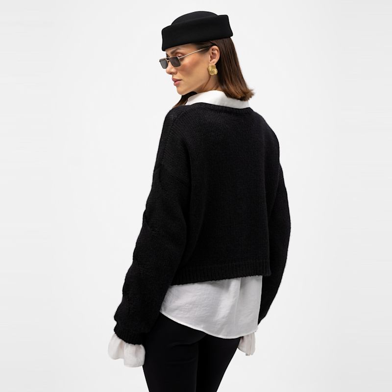 Merino And Baby Alpaca Sweater With Logo Vero Black | MANDRAGORA | Wolf ...