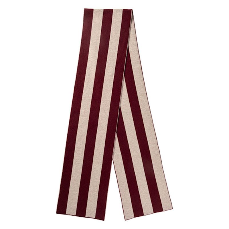 Merlot College Stripe Cashmere Scarf | Kinalba | Wolf & Badger