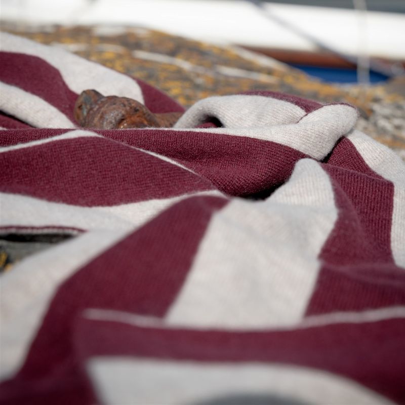 Merlot College Stripe Cashmere Scarf | Kinalba | Wolf & Badger