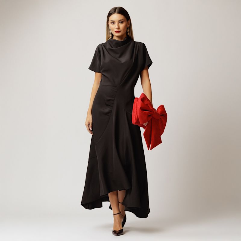 Drape Collar Dress