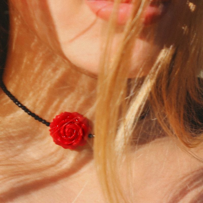 Mini Onyx Choker With Rose | MINERALGEMS STUDIO | Wolf & Badger