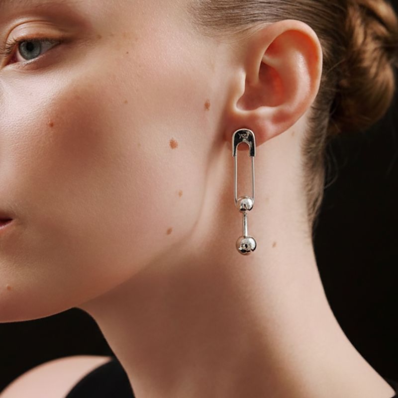 Mini Pin Stud Earring In Silver | POTOSKA | Wolf & Badger