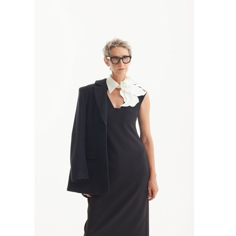 Modern Business Sheath Dress With Decorative Collar - Black | Julia ...