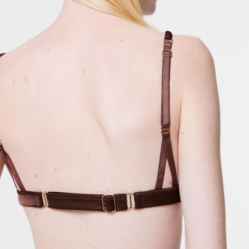 Monsella - Brown Silk & Lace Triangle Bra | Vera Lumin | Wolf & Badger