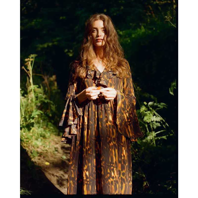 Morhav Silk Dress In Tortoise Shell Print | Klements | Wolf & Badger