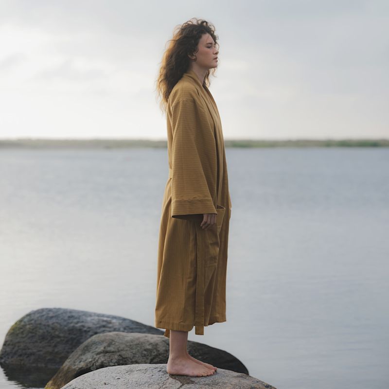 Nami Cotton Kimono Robe / Marigold | TAMEKO | Wolf & Badger