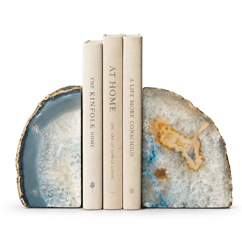 Natural Charcoal Gray And White Quartz Agate Geode Bookends Set Of Two ...
