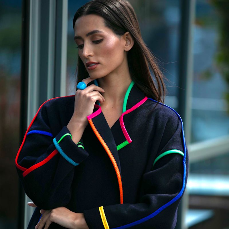 Navy Oversized Cashmere Mix Space Coat | Beatrice von Tresckow