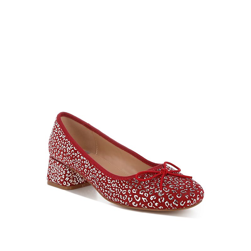 Ningen Leopard Print Block Heel Ballerinas In Dark Red By Rag & Co ...