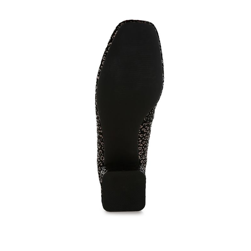 Ningen Leopard Print Block Heel Ballerinas In Black By Rag & Co | Rag ...