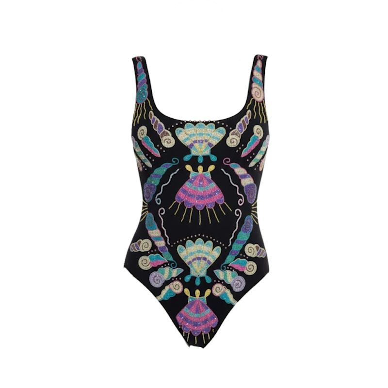 Oceanus X Zandra Rhodes Dreamy Dreamy One Piece Shell Swimsuit - Black ...