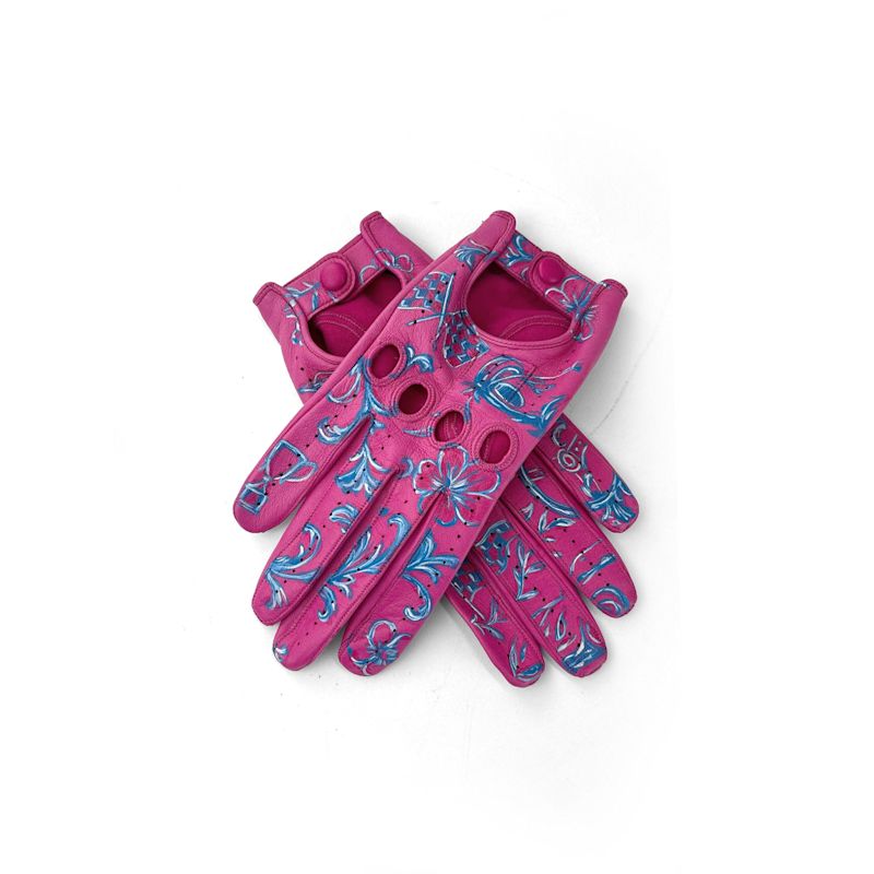 JéRôMe Hand-Painted Nappa Leather Art Gloves – Pink Race | Maison ...