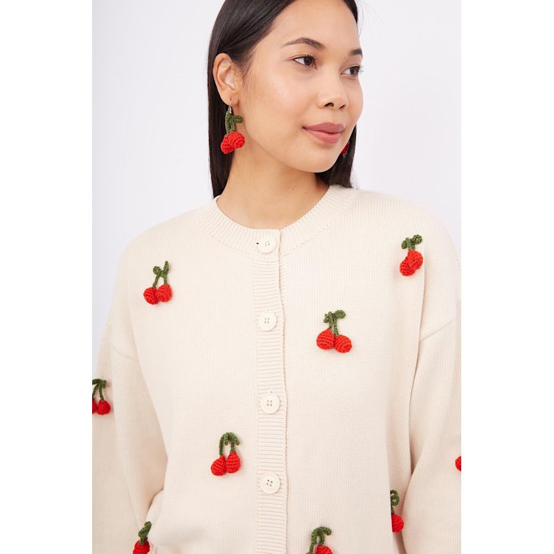 Cherry Emb Cardigan (Cream) main image 0