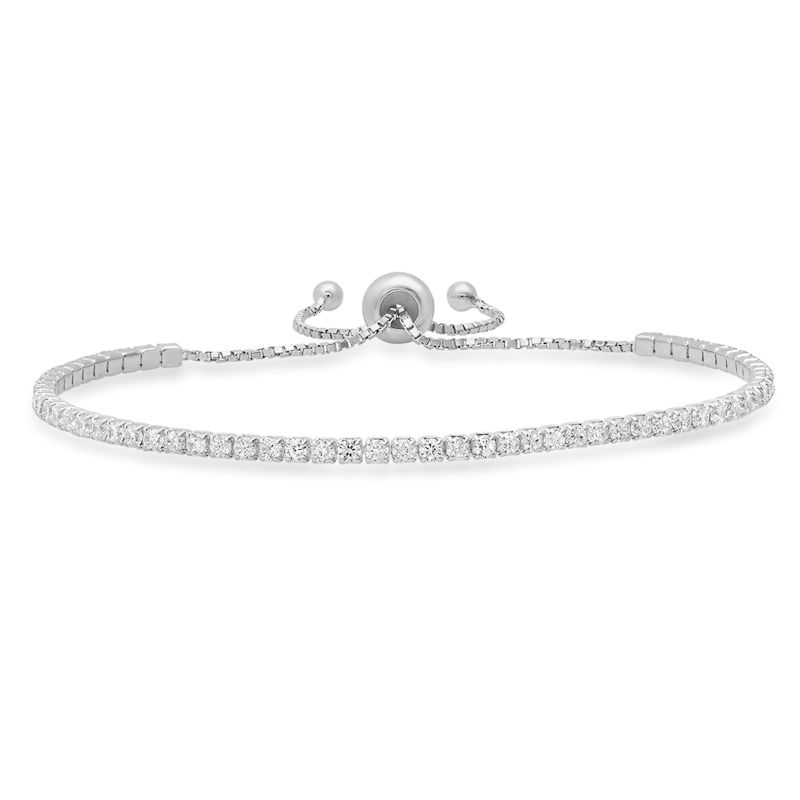 Petite Diamond Cz Adjustable Tennis Bracelet In Sterling Silver