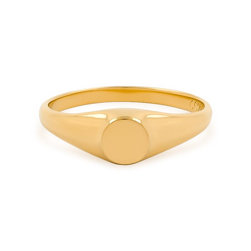 Petite Round Gold Pinky Signet Ring | Côté Caché | Wolf & Badger