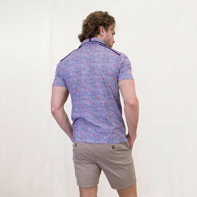 PIETRO AUGUSTUS FLORAL POLO SHIRT - NAVY