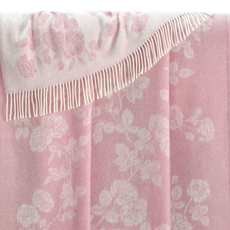 Pink Roses Merino Wool Throw | J.J.Textile | Wolf & Badger
