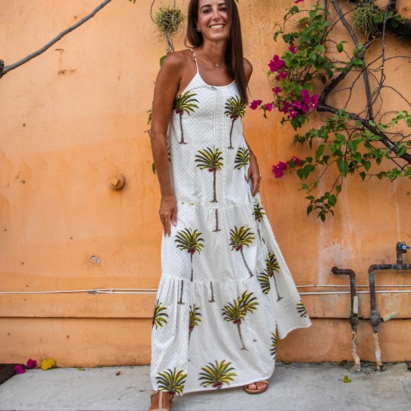 Pick Happy Pintuck Maxi Cotton Dress - Green/white
