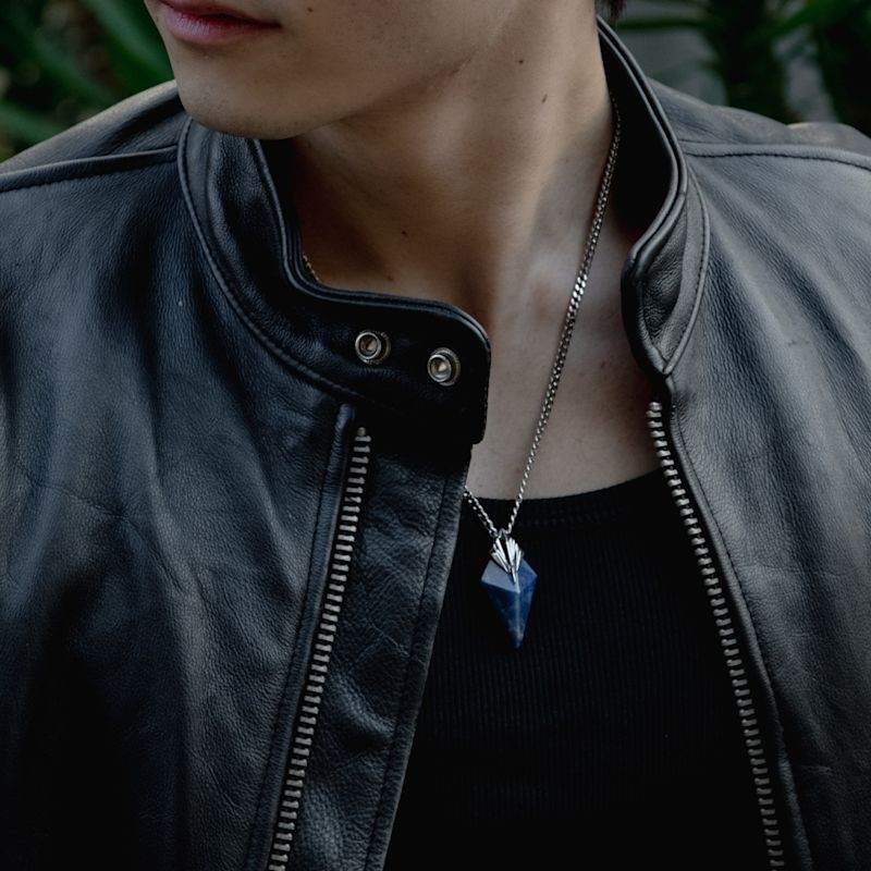 アクセサリー RYAWNL Trident Necklace Sodalite Poseidon Trident Sodalite Necklace-Stainless | AWNL | Wolf & Badger