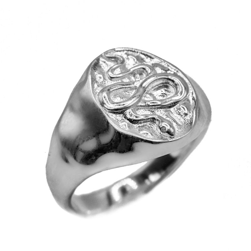 Snake Signet Ring - Silver | Aaria London | Wolf & Badger