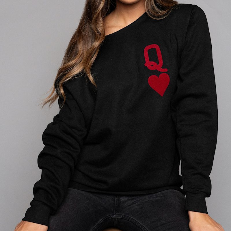 Queen Of Hearts Oversized Sweatshirt In Black & Red | James