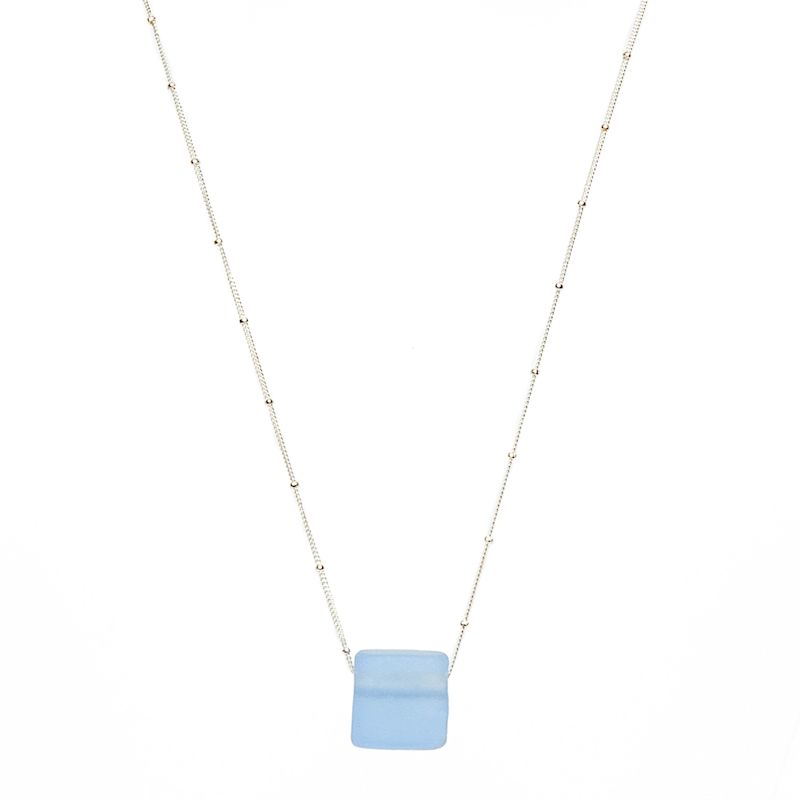 Recycled Sake Bottle Cube Necklace Sterling Silver Periwinkle | Smart ...