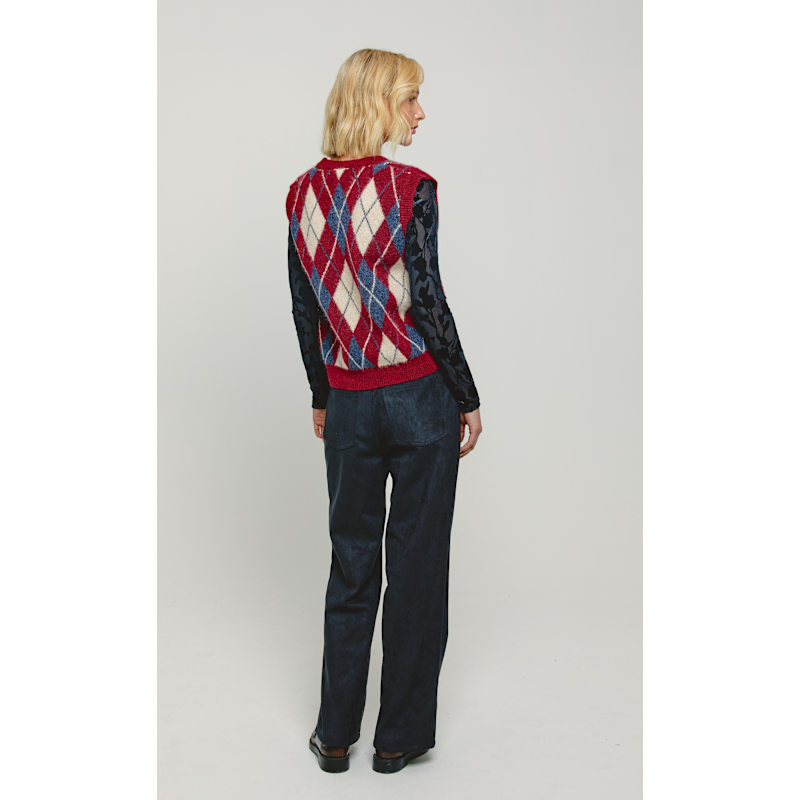 Red Argyle Knit Vest Top | Another Girl | Wolf & Badger