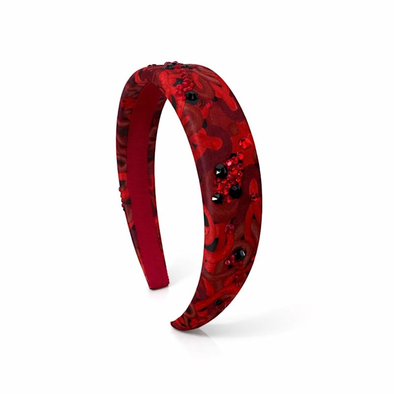 Red Snakes Print Satin Rhinestone Embellished Headband | Janara Jones ...