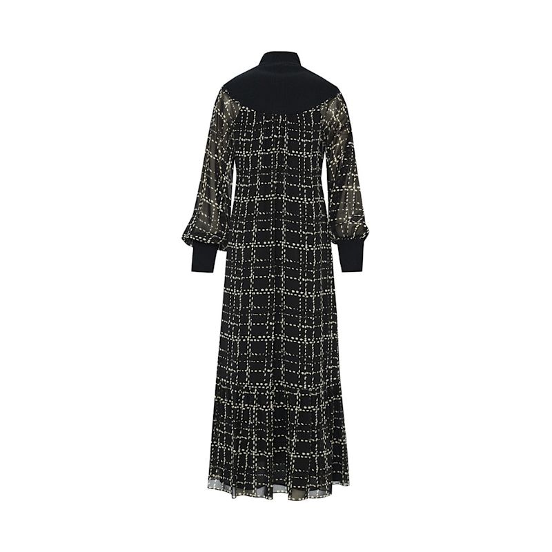 Regular Knit Detailed Checked Maxi Dress - Multi Color | EXQUISE