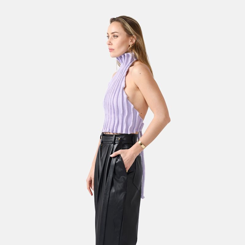 Lilac Knit Halter Top – Ribbed, Sleeveless | Kargede | Wolf & Badger