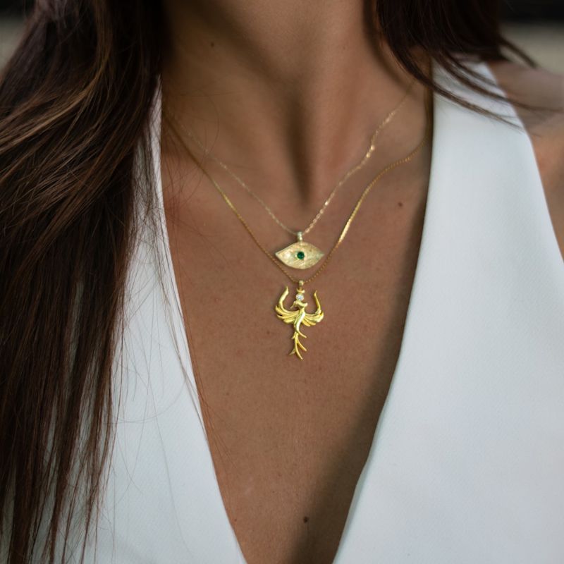 Rising Phoenix Diamond Gold Necklace - Gold | Ebru Jewelry | Wolf & Badger