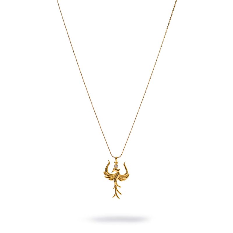 Rising Phoenix Diamond Gold Necklace - Gold | Ebru Jewelry | Wolf & Badger