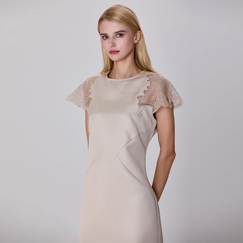 Satin Shoulder Lace Inlay Dress | Smart and Joy | Wolf & Badger