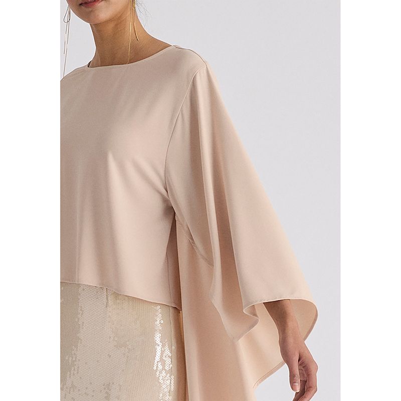 Round Neck Cape Top In Cream | PAISIE | Wolf & Badger