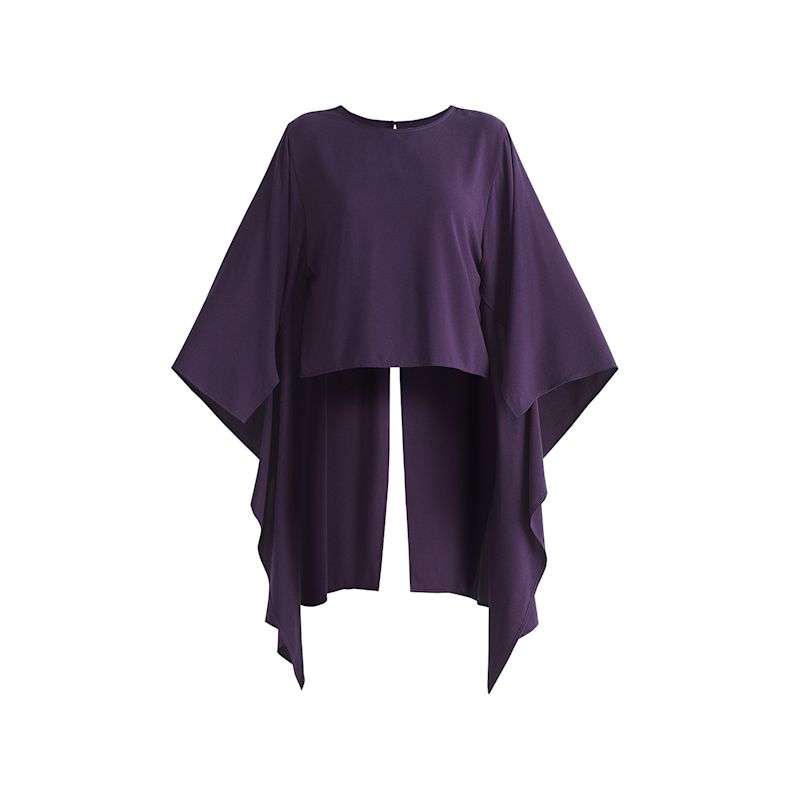 Round Neck Cape Top In Midnight Plum | PAISIE | Wolf & Badger