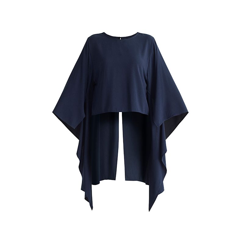 Round Neck Cape Top In Navy | PAISIE | Wolf & Badger