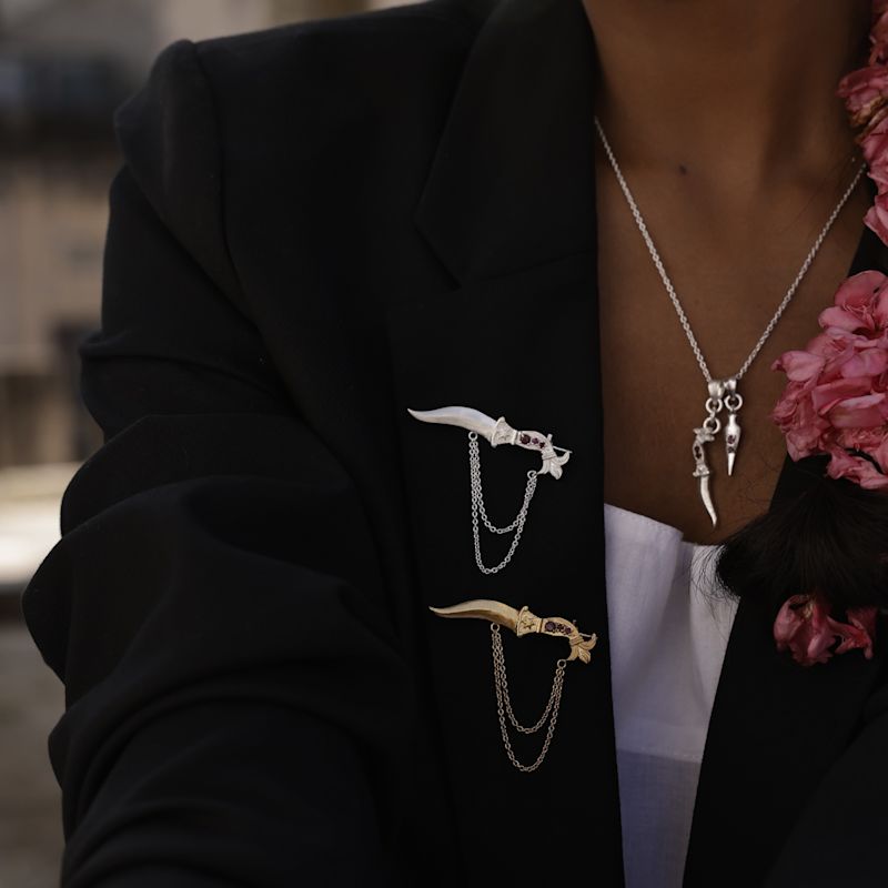 Ruby Dagger & Arrow Amulet Necklace - Sterling Silver | Rize | Wolf ...