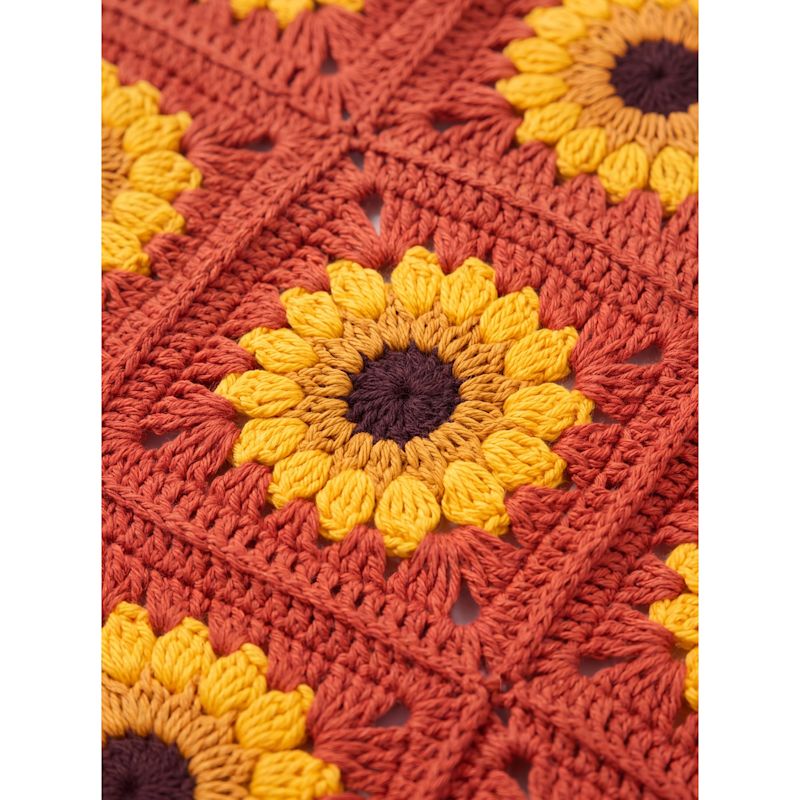 Rust Sunflower Granny Square Handmade Crochet Cropped Cardigan | Ana ...