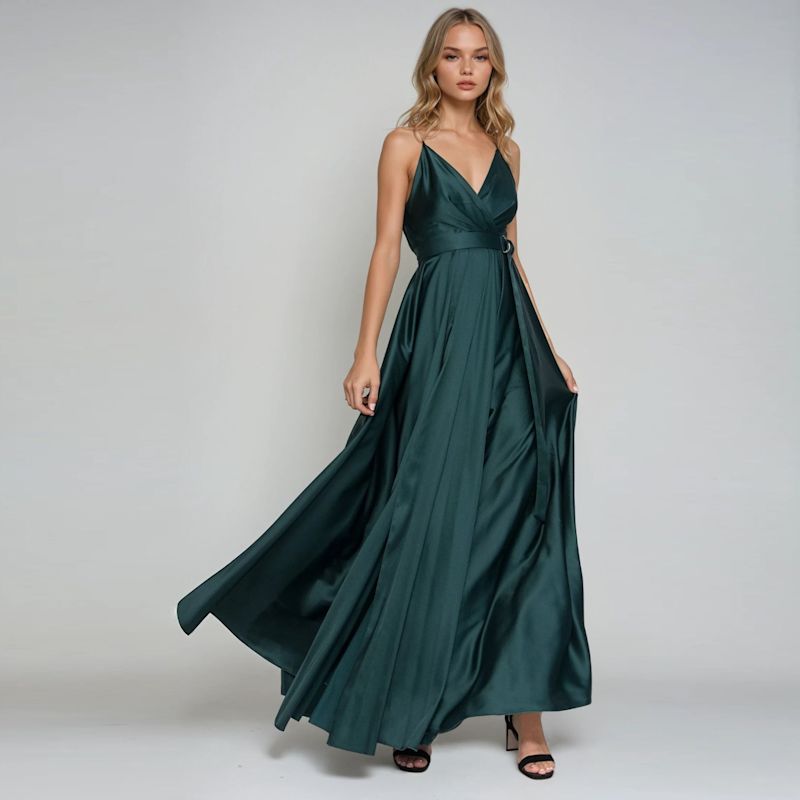 sachin and babi light blue dress Green Mermaid Prom Dress,Satin Prom Dress,Two Piece Prom Dress,Mermaid Evening Dress,Mermaid Prom Dress main image 1