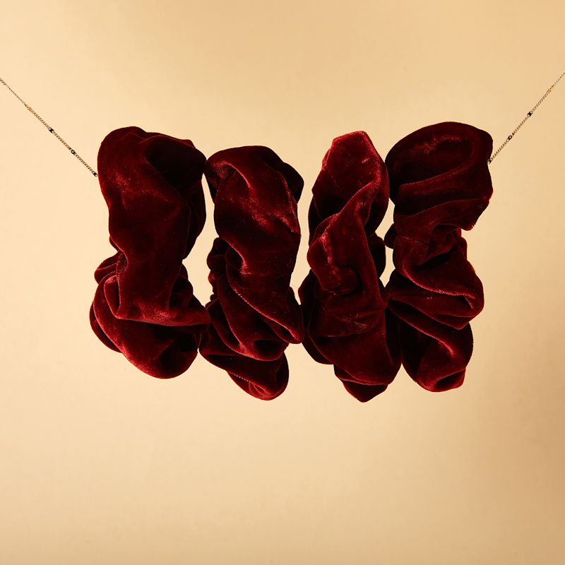 Silk Velvet Handmade French Scrunchie Set Of Four - Lipstick Collection ...